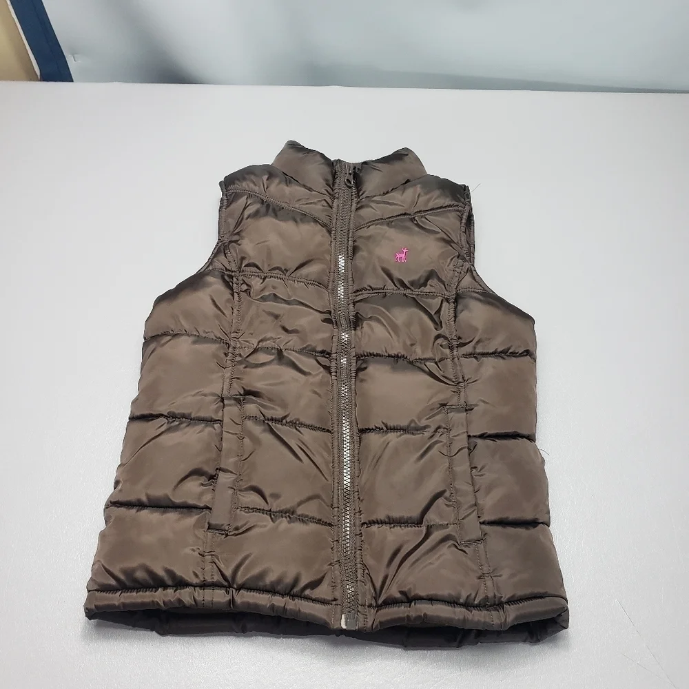 Old navy girls brown puffer winter vest size large